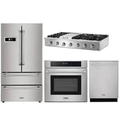 Thor Kitchen 4-Piece Pro Appliance Package - 48" Rangetop, Wall Oven, Dishwasher & Refrigerator in Stainless Steel - The Home Selection