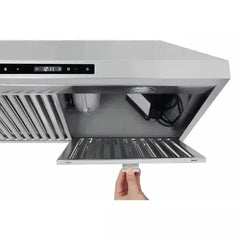 Thor Kitchen 5-Piece Appliance Package - 36-Inch Gas Range, Refrigerator with Water Dispenser, Wall Mount Hood, Dishwasher, & Wine Cooler in Stainless Steel - The Home Selection