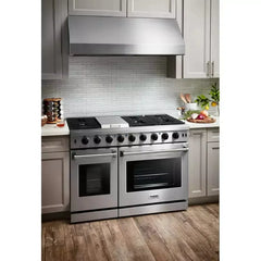 Thor Kitchen 5-Piece Appliance Package - 48-Inch Gas Range, Refrigerator with Water Dispenser, Dishwasher, & Wine Cooler in Stainless Steel - The Home Selection