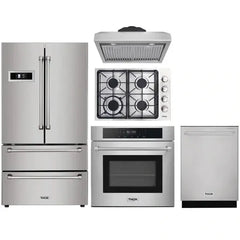 Thor Kitchen 5-Piece Pro Appliance Package - 30" Cooktop, Wall Oven, Under Cabinet Hood, Dishwasher & Refrigerator in Stainless Steel - The Home Selection