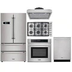 Thor Kitchen 5-Piece Pro Appliance Package - 36" Cooktop, Wall Oven, Under Cabinet Hood, Dishwasher & Refrigerator in Stainless Steel - The Home Selection