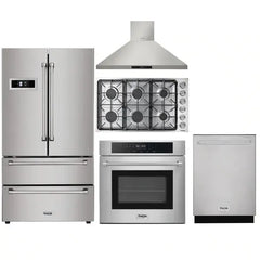 Thor Kitchen 5-Piece Pro Appliance Package - 36" Cooktop, Wall Oven, Wall Mount Hood, Dishwasher, & Refrigerator in Stainless Steel - The Home Selection