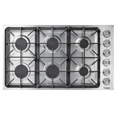 Thor Kitchen 5-Piece Pro Appliance Package - 36" Cooktop, Wall Oven, Wall Mount Hood, Dishwasher & Refrigerator with Water Dispenser in Stainless Steel - The Home Selection
