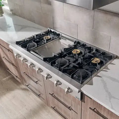 Thor Kitchen 5-Piece Pro Appliance Package - 48" Rangetop, Wall Oven, Pro Wall Mount Hood, Dishwasher & Refrigerator with Water Dispenser in Stainless Steel - The Home Selection