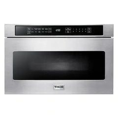 Thor Kitchen 6-Piece Appliance Package - 30-Inch Gas Range, Refrigerator with Water Dispenser, Under Cabinet Hood, Dishwasher, Microwave Drawer, & Wine Cooler in Stainless Steel - The Home Selection
