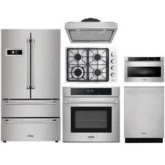 Thor Kitchen 6-Piece Pro Appliance Package - 30" Cooktop, Wall Oven, Under Cabinet Hood, Refrigerator, Dishwasher, & Microwave Drawer in Stainless Steel - The Home Selection