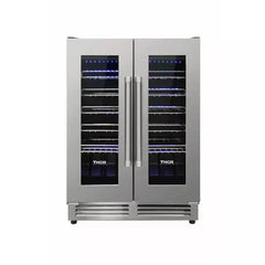 Thor Kitchen 6-Piece Pro Appliance Package - 30-Inch Dual Fuel Range, Refrigerator with Water Dispenser, Wall Mount Hood, Dishwasher, Microwave Drawer, & Wine Cooler in Stainless Steel - The Home Selection
