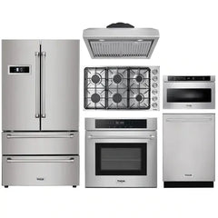 Thor Kitchen 6-Piece Pro Appliance Package - 36" Cooktop, Wall Oven, Under Cabinet Hood, Refrigerator, Dishwasher & Microwave Drawer in Stainless Steel - The Home Selection