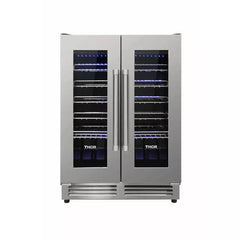 Thor Kitchen 6-Piece Pro Appliance Package - 36" Gas Range, French Door Refrigerator, Wall Mount Hood, Dishwasher, Microwave Drawer, & Wine Cooler in Stainless Steel - The Home Selection
