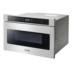 Thor Kitchen 6-Piece Pro Appliance Package - 36" Gas Range, French Door Refrigerator, Wall Mount Hood, Dishwasher, Microwave Drawer, & Wine Cooler in Stainless Steel - The Home Selection