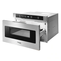 Thor Kitchen 6-Piece Pro Appliance Package - 36" Gas Range, French Door Refrigerator, Wall Mount Hood, Dishwasher, Microwave Drawer, & Wine Cooler in Stainless Steel - The Home Selection