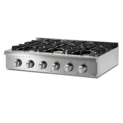 Thor Kitchen 6-Piece Pro Appliance Package - 36" Rangetop, Wall Oven, Under Cabinet Hood, Refrigerator, Dishwasher, & Microwave in Stainless Steel - The Home Selection