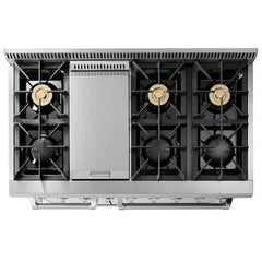 Thor Kitchen 6-Piece Pro Appliance Package - 48-Inch Gas Range, Refrigerator with Water Dispenser, Dishwasher, Pro Wall Mount Hood, Microwave Drawer, & Wine Cooler in Stainless Steel - The Home Selection