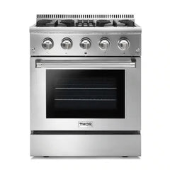 Thor Kitchen Appliance Package - 30 In. Gas Burner/Electric Oven Range, Refrigerator with Water and Ice Dispenser, Dishwasher - The Home Selection