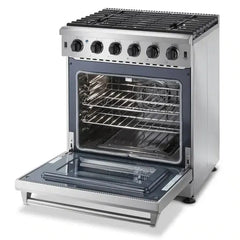 Thor Kitchen Appliance Package - 30 in. Natural Gas Range, Range Hood, Microwave Drawer, Refrigerator, Dishwasher - The Home Selection