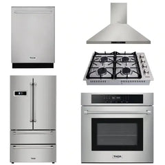 Thor Kitchen Appliance Package - 30 in. Wall Oven, Cooktop, Range Hood, Refrigerator, Dishwasher - The Home Selection