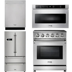 Thor Kitchen Appliance Package - 30 inch Electric Range, Microwave Drawer, Counter-Depth Refrigerator, Dishwasher - The Home Selection