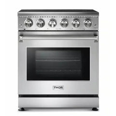 Thor Kitchen Appliance Package - 30 inch Electric Range, Range Hood, Counter-Depth Refrigerator, Dishwasher, Wine Cooler - The Home Selection