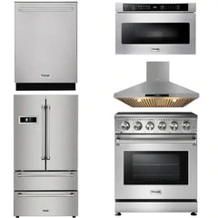 Thor Kitchen Appliance Package - 30 inch Electric Range, Range Hood, Microwave Drawer, Counter-Depth Refrigerator, Dishwasher - The Home Selection