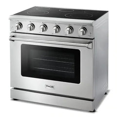 Thor Kitchen Appliance Package - 36 in. Electric Range, Range Hood, Microwave Drawer, Refrigerator, Dishwasher - The Home Selection