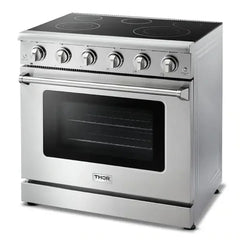Thor Kitchen Appliance Package - 36 in. Electric Range, Range Hood, Microwave Drawer, Refrigerator with Water and Ice Dispenser, Dishwasher - The Home Selection