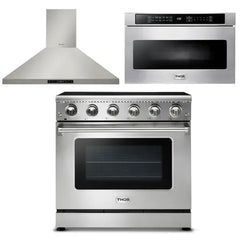Thor Kitchen Appliance Package - 36 in. Electric Range, Range Hood, Microwave Drawer - The Home Selection