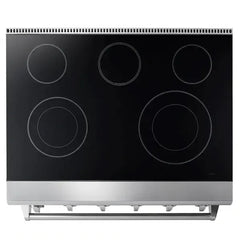 Thor Kitchen Appliance Package - 36 in. Electric Range, Range Hood, Refrigerator, Dishwasher, Wine Cooler - The Home Selection