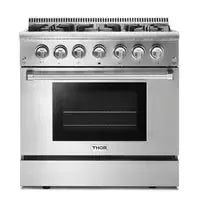 Thor Kitchen Appliance Package - 36 in. Gas Burner/Electric Oven Range & Range Hood Package - The Home Selection