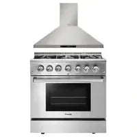 Thor Kitchen Appliance Package - 36 in. Gas Burner/Electric Oven Range & Range Hood Package - The Home Selection
