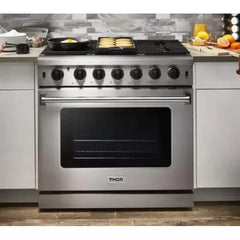 Thor Kitchen Appliance Package - 36 in. Gas Range, Refrigerator, Dishwasher - The Home Selection