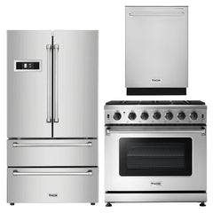 Thor Kitchen Appliance Package - 36 in. Gas Range, Refrigerator, Dishwasher - The Home Selection