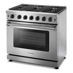 Thor Kitchen Appliance Package - 36 in. Natural Gas Range, Range Hood, Microwave Drawer - The Home Selection
