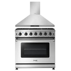 Thor Kitchen Appliance Package - 36 in. Propane Gas Range, 36 in. Range Hood - The Home Selection
