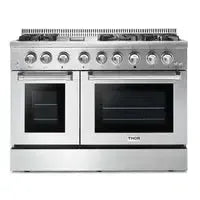 Thor Kitchen Appliance Package - 48 in. Gas Burner, Electric Oven Range and Range Hood - The Home Selection