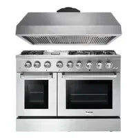 Thor Kitchen Appliance Package - 48 in. Gas Burner, Electric Oven Range and Range Hood - The Home Selection