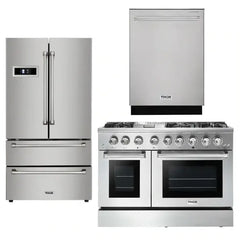 Thor Kitchen Appliance Package - 48 inch Propane Gas Burner/Electric Oven Range, Refrigerator, Dishwasher - The Home Selection