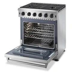 Thor Kitchen Package - 30 in. Natural Gas Range, Range Hood, Microwave Drawer, Refrigerator, Dishwasher, Wine Cooler - The Home Selection