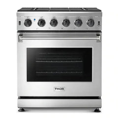 Thor Kitchen Package - 30 in. Natural Gas Range, Range Hood, Microwave Drawer, Refrigerator, Dishwasher, Wine Cooler - The Home Selection
