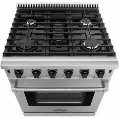 Thor Kitchen Package - 30 in. Natural Gas Range, Range Hood, Microwave Drawer, Refrigerator, Dishwasher, Wine Cooler - The Home Selection