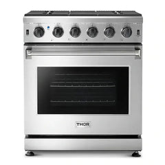 Thor Kitchen Package - 30 in. Natural Gas Range, Range Hood, Microwave Drawer, Refrigerator with Water and Ice Dispenser, Dishwasher - The Home Selection