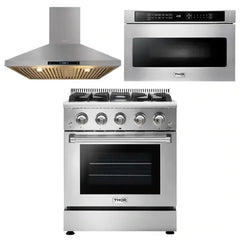 Thor Kitchen Package - 30 in. Professional Natural Gas Range, Range Hood, Microwave Drawer - The Home Selection