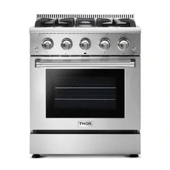 Thor Kitchen Package - 30 In. Propane Gas Range, Range Hood, Microwave Drawer, Refrigerator, Dishwasher, Wine Cooler - The Home Selection