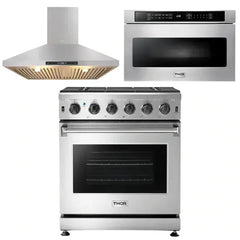 Thor Kitchen Package - 30 in. Propane Gas Range, Range Hood, Microwave Drawer - The Home Selection