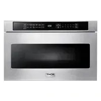 Thor Kitchen Package - 36 In. Electric Range, Range Hood, Microwave Drawer, Refrigerator with Water and Ice Dispenser, Dishwasher, Wine Cooler - The Home Selection