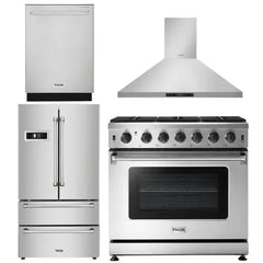 Thor Kitchen Package - 36 in. Gas Range, Range Hood, Refrigerator, Dishwasher - The Home Selection
