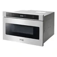 Thor Kitchen Package - 36 in. Natural Gas Range, Microwave Drawer, Refrigerator with Water and Ice Dispenser, Dishwasher - The Home Selection