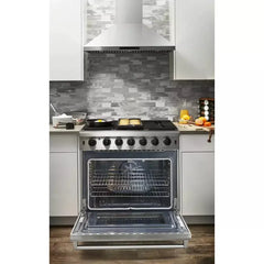 Thor Kitchen Package - 36 in. Natural Gas Range, Range Hood, Refrigerator, Dishwasher, Wine Cooler - The Home Selection
