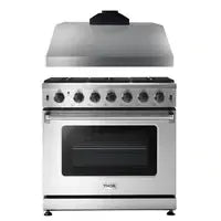 Thor Kitchen Package - 36 in. Natural Gas Range, Range Hood - The Home Selection