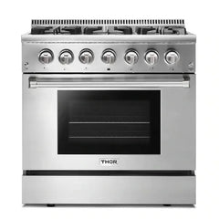 Thor Kitchen Package - 36 in. Propane Gas Burner/Electric Oven Range, Microwave Drawer, Refrigerator, Dishwasher - The Home Selection