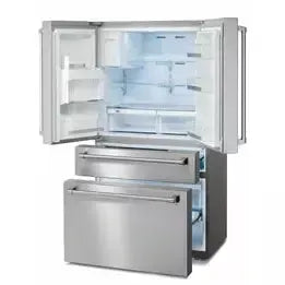 Thor Kitchen Package - 36 in. Propane Gas Range, Microwave Drawer, Refrigerator with Water and Ice Dispenser, Dishwasher - The Home Selection